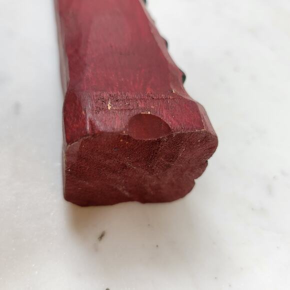 Vintage Folk Art Pencil Santa 13" Red Green Christmas Tree Carved Wood 1975 - Picture 9 of 16